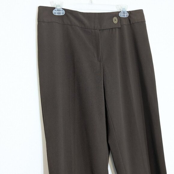 APOSTROPHE Brown Mid-Rise Front Zip Stretch Poly Career Pants; Size 12P - Picture 2 of 5